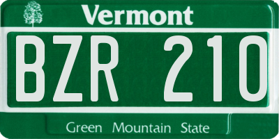 VT license plate BZR210