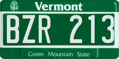 VT license plate BZR213