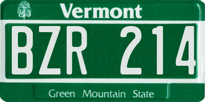 VT license plate BZR214