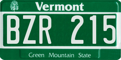 VT license plate BZR215