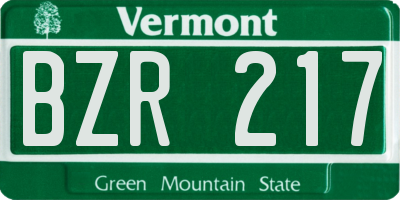 VT license plate BZR217