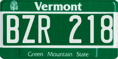 VT license plate BZR218