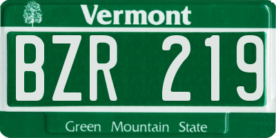 VT license plate BZR219