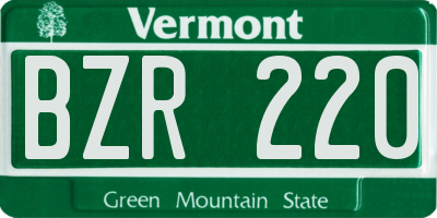 VT license plate BZR220