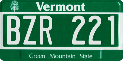 VT license plate BZR221