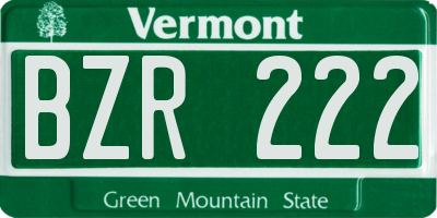 VT license plate BZR222