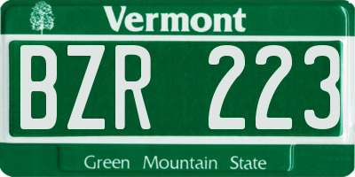 VT license plate BZR223