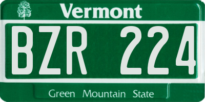 VT license plate BZR224