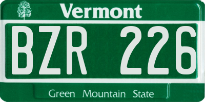 VT license plate BZR226