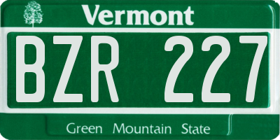 VT license plate BZR227