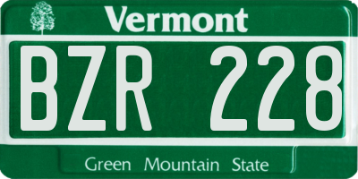 VT license plate BZR228