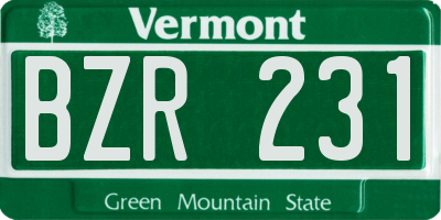 VT license plate BZR231