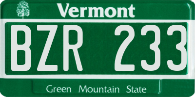 VT license plate BZR233