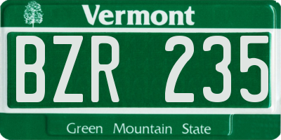 VT license plate BZR235
