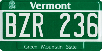 VT license plate BZR236