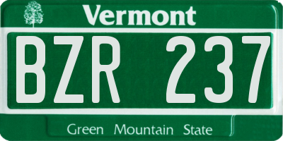 VT license plate BZR237