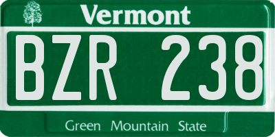 VT license plate BZR238