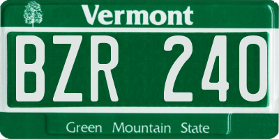VT license plate BZR240