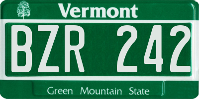 VT license plate BZR242