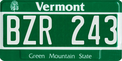 VT license plate BZR243