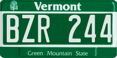 VT license plate BZR244