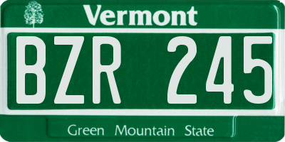 VT license plate BZR245