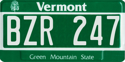 VT license plate BZR247