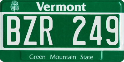 VT license plate BZR249