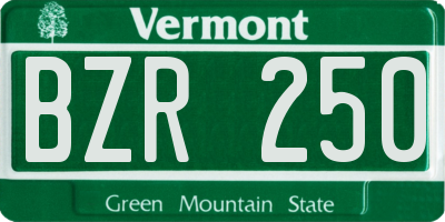 VT license plate BZR250