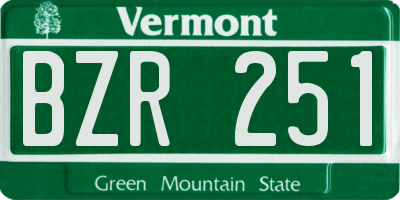 VT license plate BZR251