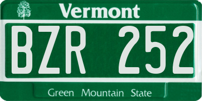 VT license plate BZR252