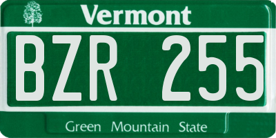 VT license plate BZR255