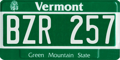 VT license plate BZR257