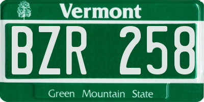 VT license plate BZR258