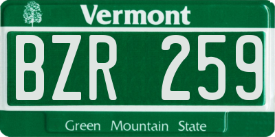 VT license plate BZR259