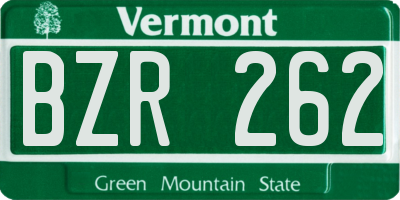 VT license plate BZR262