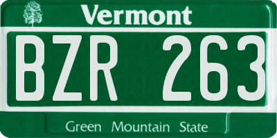 VT license plate BZR263
