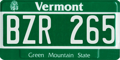 VT license plate BZR265