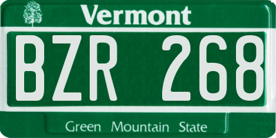 VT license plate BZR268