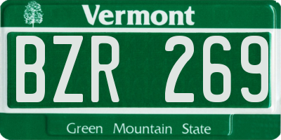 VT license plate BZR269