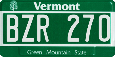 VT license plate BZR270