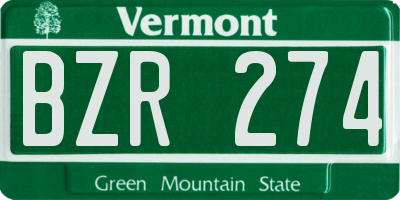 VT license plate BZR274