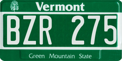 VT license plate BZR275