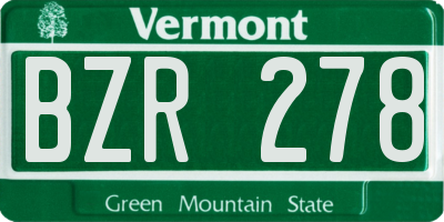 VT license plate BZR278