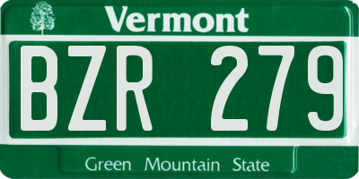 VT license plate BZR279