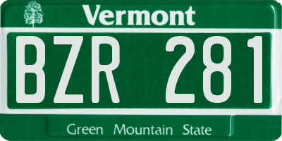 VT license plate BZR281