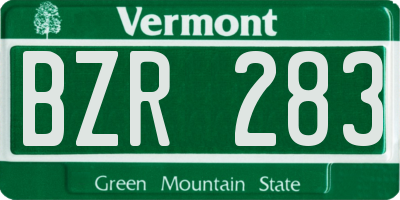 VT license plate BZR283