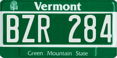 VT license plate BZR284