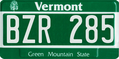 VT license plate BZR285