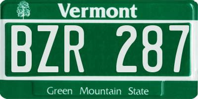 VT license plate BZR287